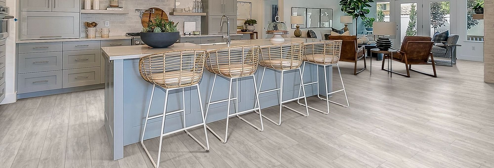 Kitchen with wood-look laminate flooring from 180 Degree Floors in the Nashville, TN area