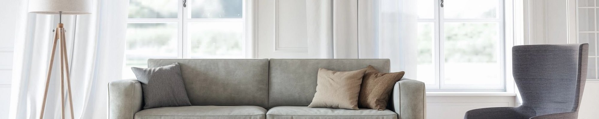 Bright living room with a gray couch - 180 Degree Floors in the Nashville, TN area