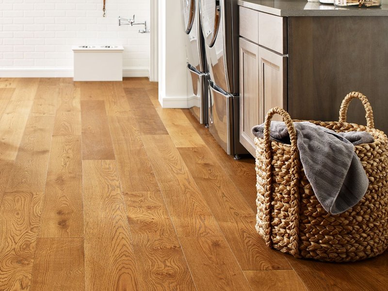 Laundry room with wood-look luxury vinyl flooring from 180 Degree Floors in the Nashville, TN area